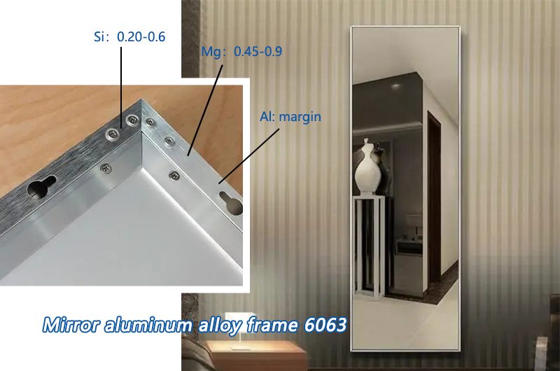 Mirror aluminum alloy frame 6063